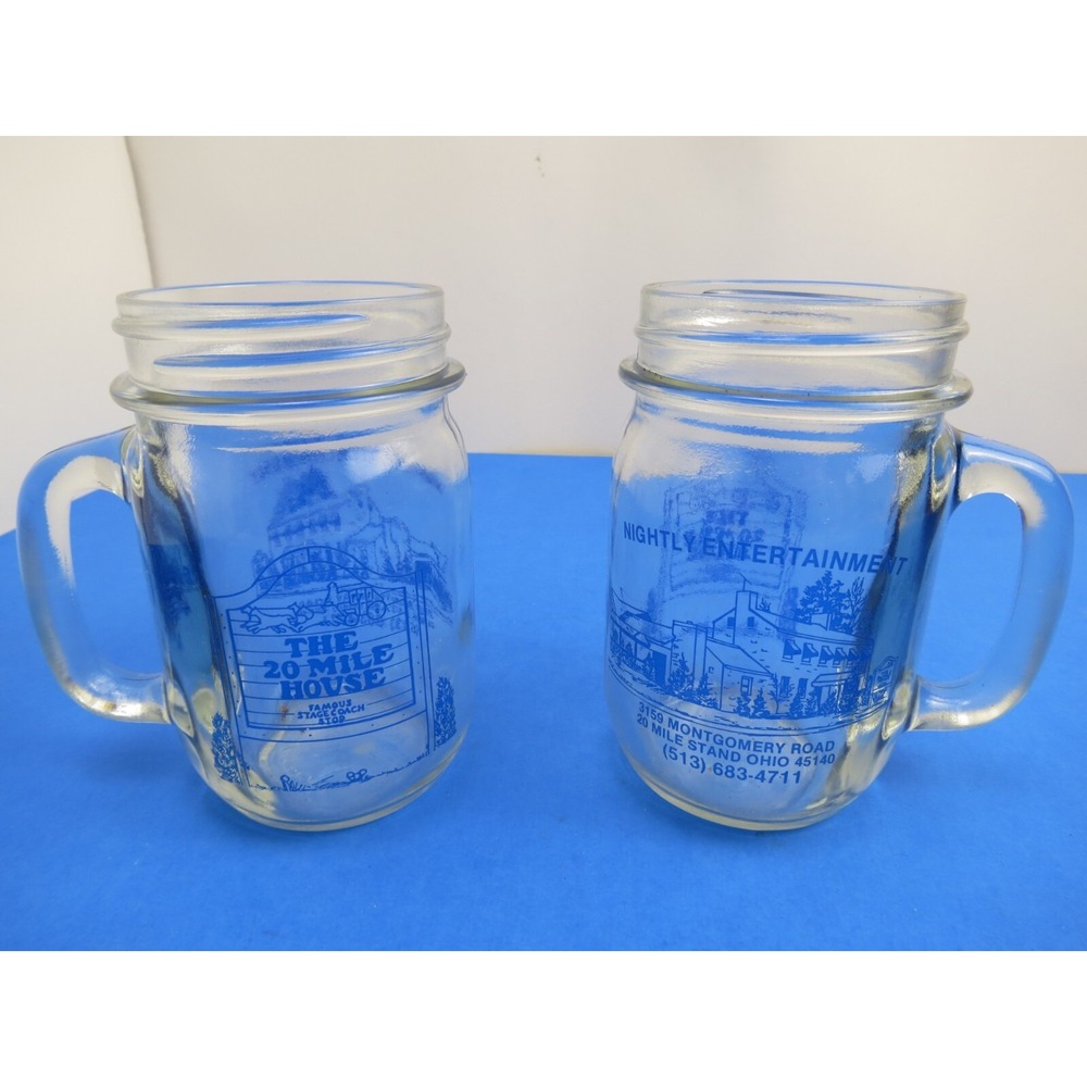 The 20 Mile House Cincinnati Montgomery 80s Restaurant Bar Glass Jars [Set of 2]